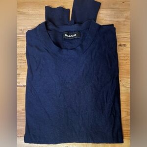 NAADAM silk cashmere sweater men’s small navy blue lightweight soft